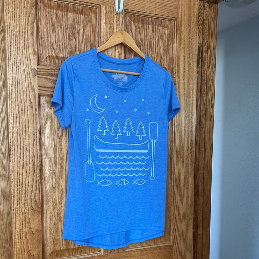 Blue Tee with Nature Graphic